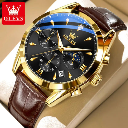 OLEVS Moon Phase Chronograph Luxury Men's Watch