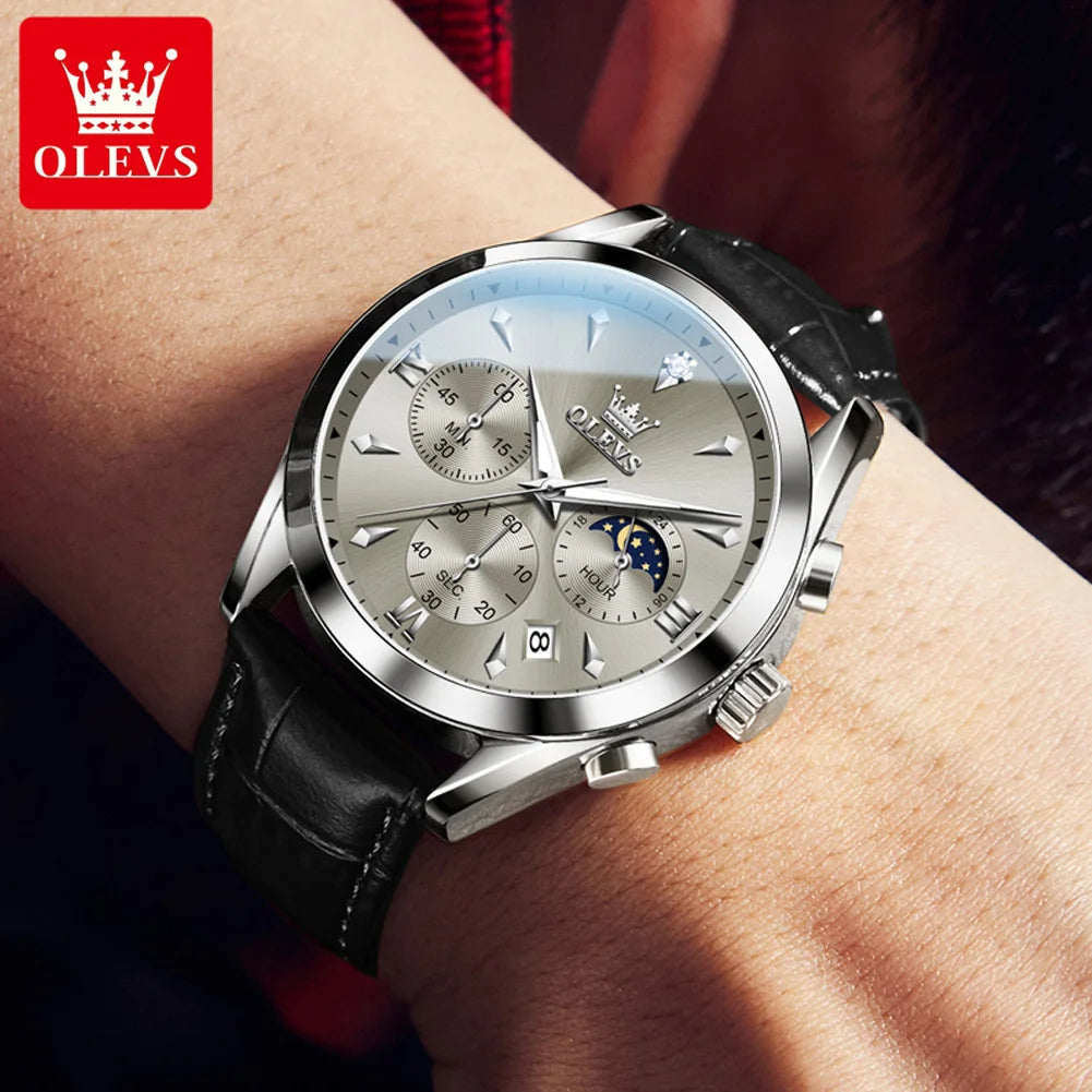 OLEVS Moon Phase Chronograph Luxury Men's Watch