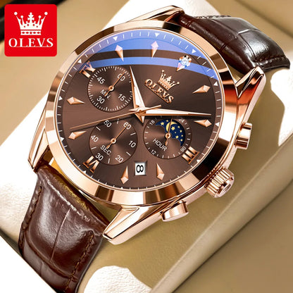 OLEVS Moon Phase Chronograph Luxury Men's Watch