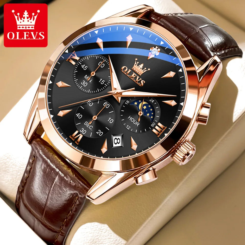 OLEVS Moon Phase Chronograph Luxury Men's Watch