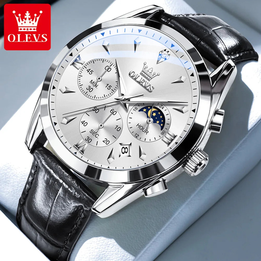 OLEVS Moon Phase Chronograph Luxury Men's Watch