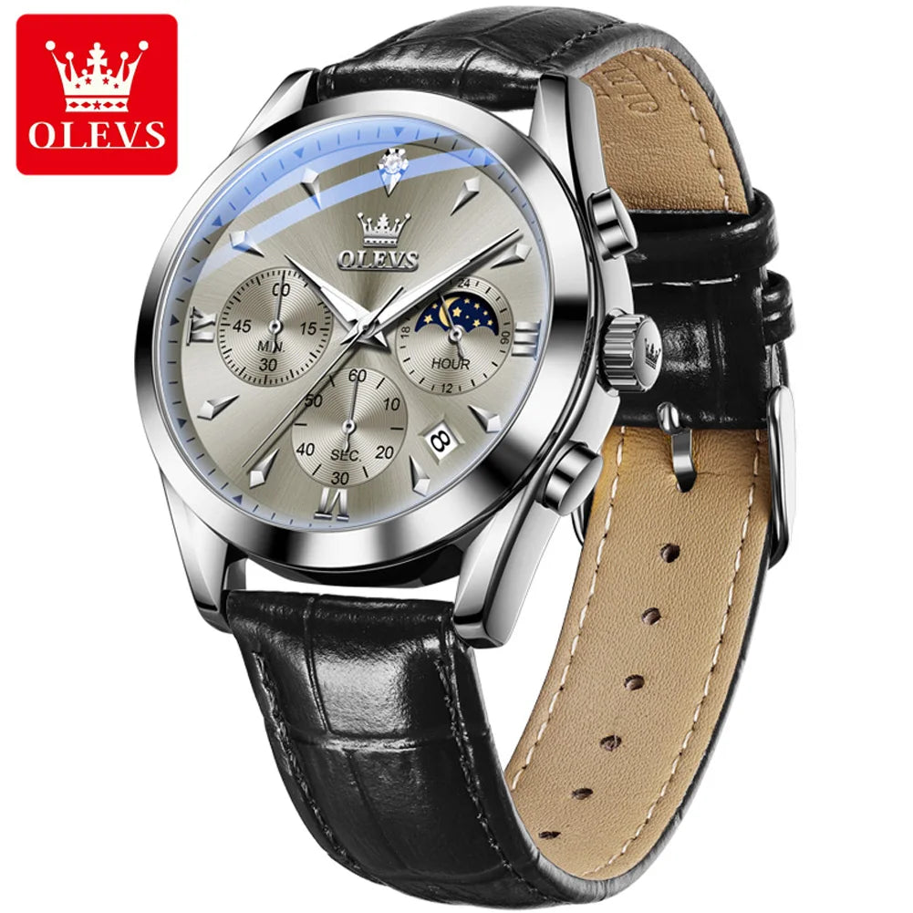 OLEVS Moon Phase Chronograph Luxury Men's Watch